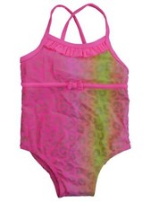 Infant Girls 1 Pc Pink  Orange Leopard Print Swim Suit Swimming  Bathing