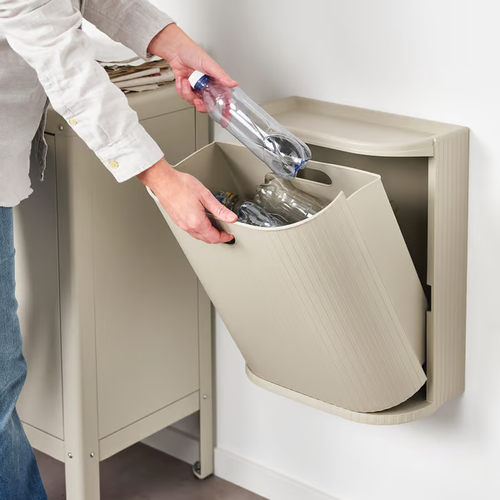 IKEA GÅRDSBUTIK Bin with Lid Grey Beige 21L Waste Trash Recycling Storage Can - Picture 7 of 7