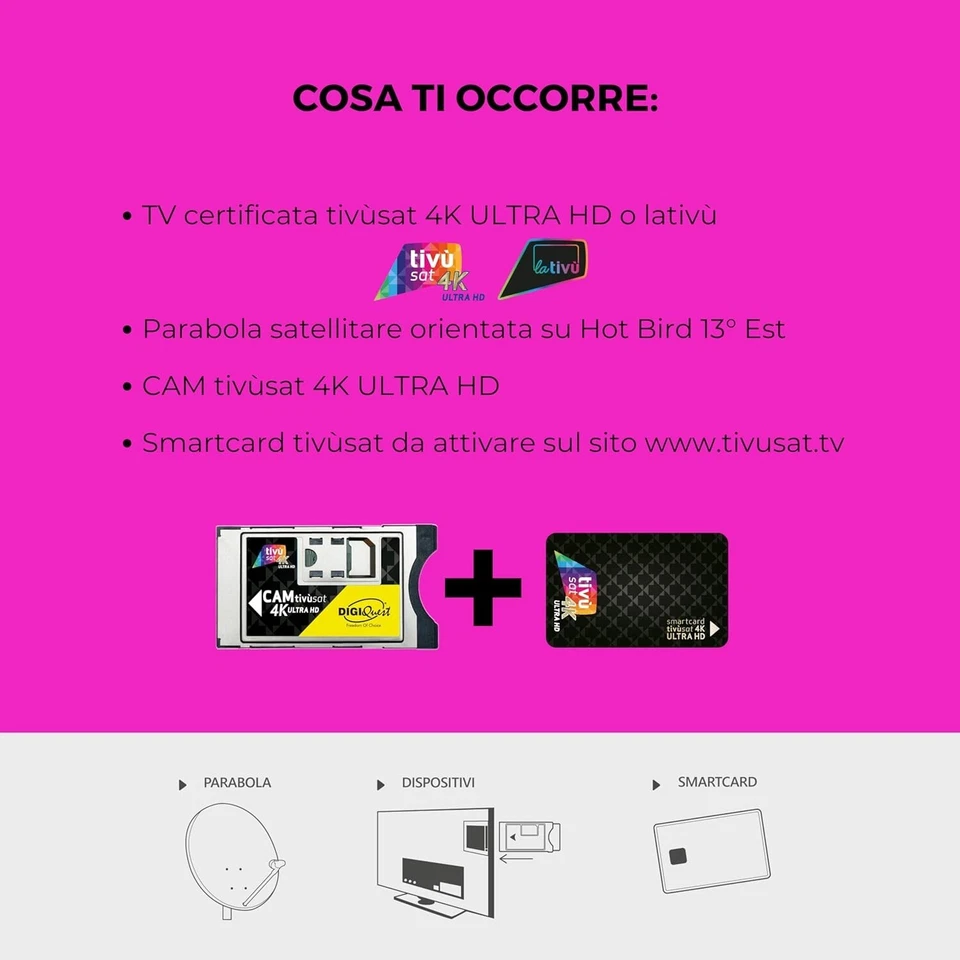 DIGIQUEST CAM Tivùsat 4K Ultra HD certificata | Accesso ai canali HD e 4K | - Immagine 3 di 4