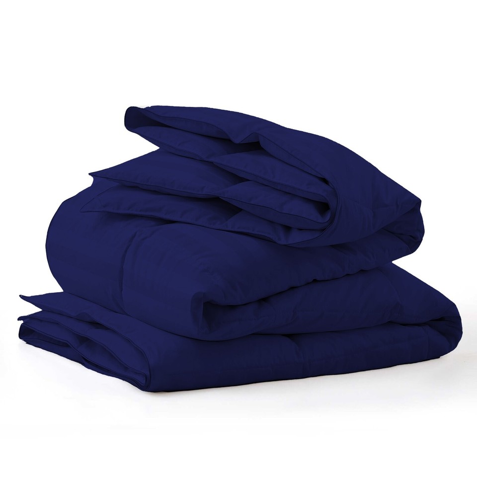 Stripes Navy Blue Down Alternative Comforter Egyptian Cotton Sateen