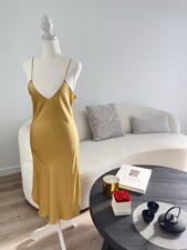 Nili Lotan Silk Slip Dress Champagne Gold Size M Sleeveless Maxi Dress USA
