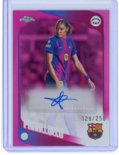 2025-26 TOPPS CHROME UEFA WOMEN'S UWCL PINK AUTO SALMA PARALLUELO 128/250