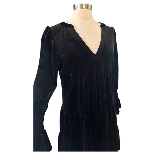 Tuckernuck Pomander Place Dress Womens Large Kenzo Black Velvet Tiered Short - Picture 6 of 22
