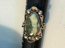 Pre Owned- Vintage Mexico Artisan Green Stone Silver Ring