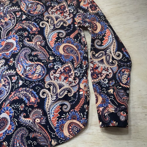 Consequence Shirt Mens Medium Black Dragon Paisley Long Sleeve Button Up Stretch - Picture 21 of 22