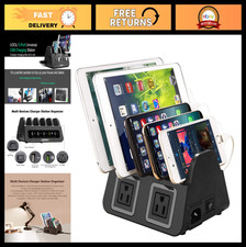 5-Port USB Charging Station Organizer for Fast Charging Phones  Tablets, 2 AC O