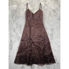 Vestido Midi Bordado Mezcla Seda Marrón Chocolate Kimberley Monzón Reino Unido 10 EUR 38