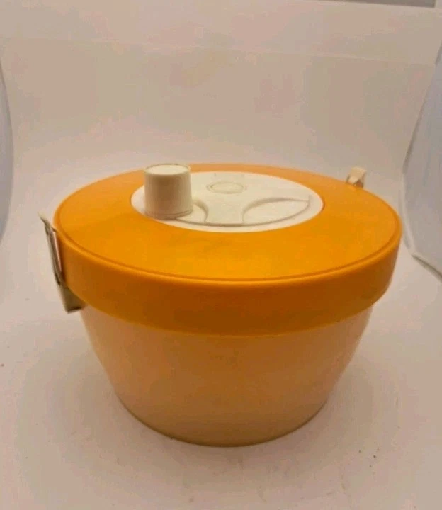 Vintage Salad Spinner Strainer USA Made Orange & Tan in Great Shape