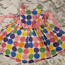 Bonnie Jean Girls Colorful Polka Dot Party Dress Size 4 Tie Back Easter Spring