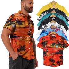 Hawaiian Shirts Men Summer Beach Top Button Down Holiday Fancy Dress Party Top