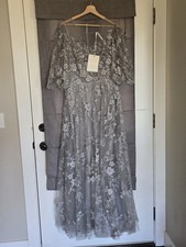 Mac Duggal 50671 Sz 10 Embroidered Illusion High Neck Puff Sleeve Gown IMPERFECT