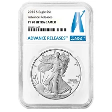 2025-S Proof $1 American Silver Eagle NGC PF70UC AR Advance Releases Label