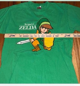 VTG NINTENDO THE LEGEND OF ZELDA LINK T-SHIRT GREEN BIG LOGO NES VIDEO GAMES M