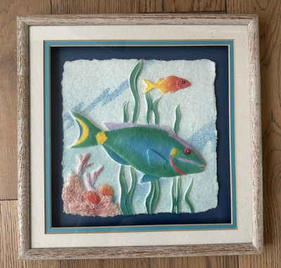 Vtg 1991 Figi Graphics Art Framed Tropical Fish Coral Shadow Box 12''x12'' Square