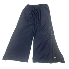 Vintage Nike Track Pants Mens XL Nylon Spell Out Y2K Zip Navy Blue Polyester