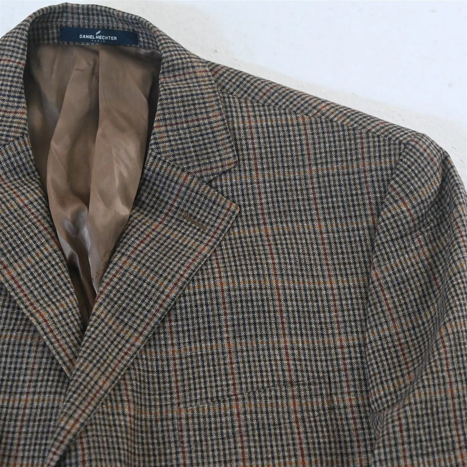 Daniel Hechter 44R коричневый чек шерсти бамбука мужской блейзер костюм куртка спортивное пальто - Изображение 2 из 4
