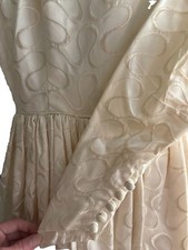 Vintage 1950s Wedding Dress Embroidered Slipper Satin Princess Gown Small