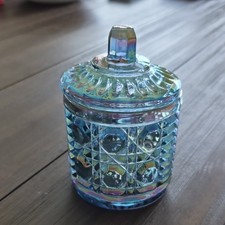 Vintage Indiana Glass Iridescent Carnival Glass Sugar Bowl Windsor Pattern