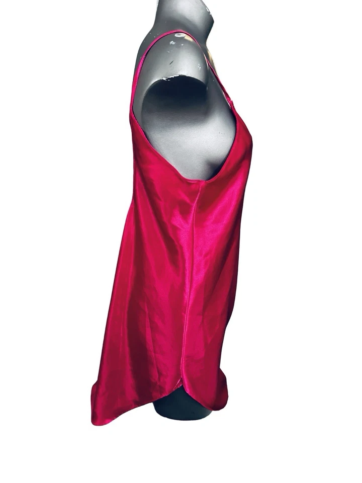 Camisón Vestido sin Mangas Vintage Años 90 Cinema Etoile Satinado - Extra Grande - Rosa Caliente Foto 2 de 4