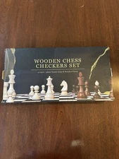 15 Inch Wooden  Chess & Checkers Set,  strategy New Open Box