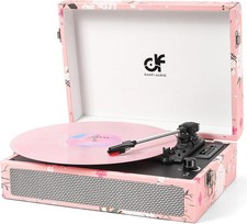 Vinyl Record Player Bluetooth with Built-in Speakers, Vintage Portable Suitca...