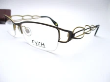 NEW • FYSH UK • 3432-563 Eyeglasses Frame 51[]19-135 Matte Brown / Gold + Case