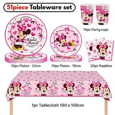 Minnie Mouse Birthday Party Decorations Girl Mickey Pink Tableware Set