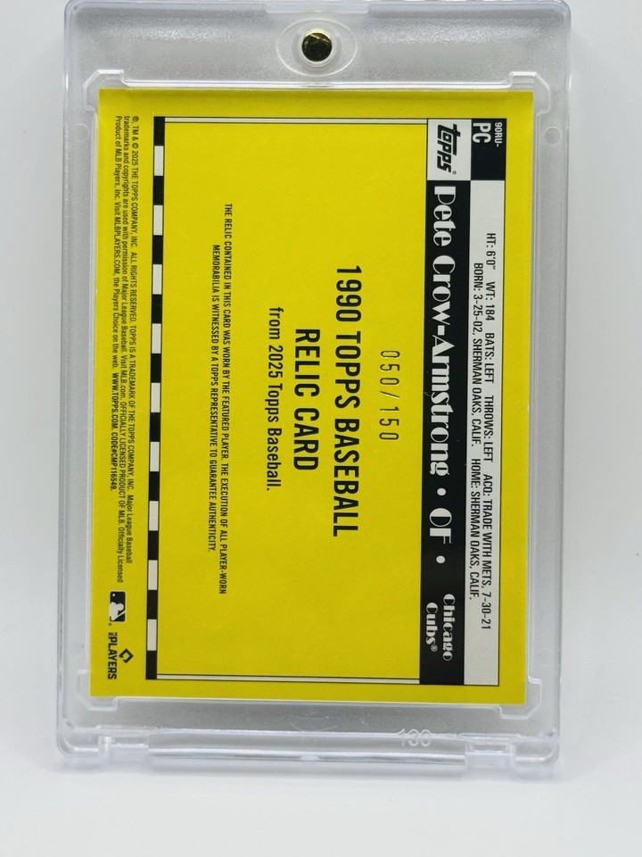 2025 Topps Update Pete Crow-Armstrong 1990 Relic #90RU-PC Blue /150 ...