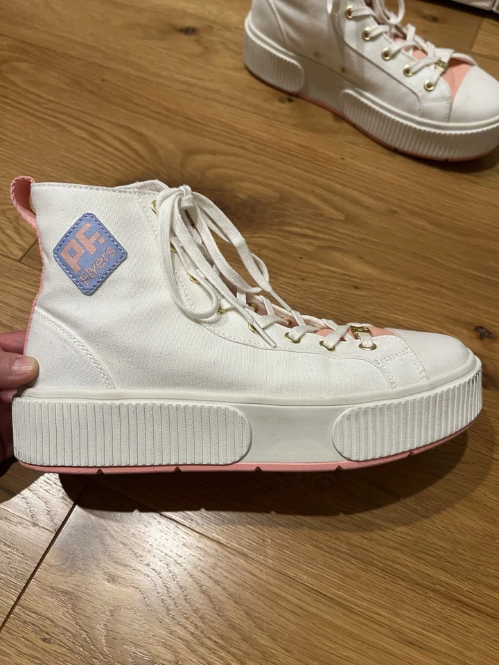 PF Flyers Womens Allston Hi Top Platform Canvas Sneakers Size 9.5 Peaches Cream - Image 2 of 4