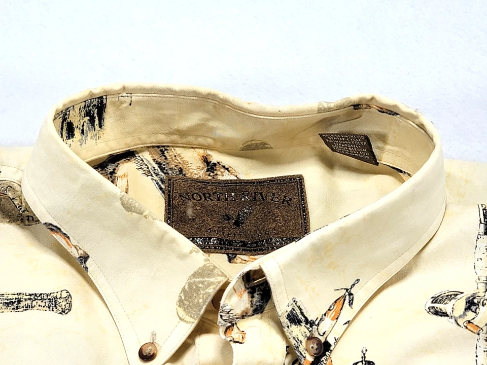 Camisa North River Outfitters Para Hombres 2XL Crema Caña de Pescar Carrete Señuelos Manga Corta Foto 3 de 4