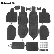 Universal Fit Leather Car Seat Covers Full Set for Cars SUV Pickup Truck Black