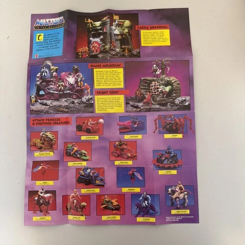 Vintage 1985 MOTU He-Man Masters of the Universe Action Figure Checklist Poster