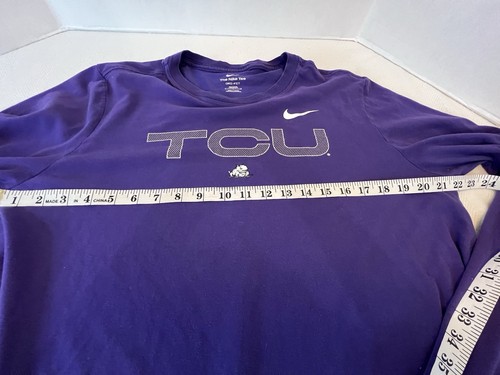 Nike Dri Fit TCU Horned Frogs T-Shirt Tee Purple Mens LT LS Cotton Blend - Picture 8 of 9