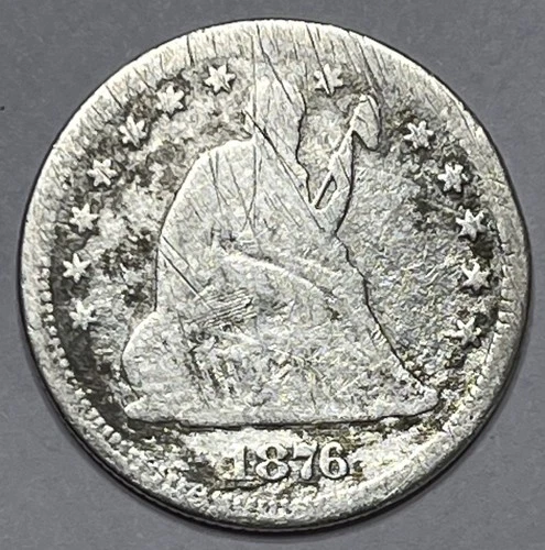 1876 Seated Liberty Quarter. 90% Silver. Free Shipping!