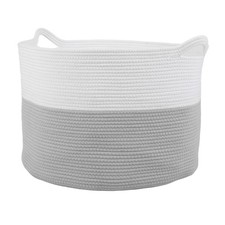 Extra-Large Basket - Cotton Rope Basket with Handles for Laundry, Blanket,