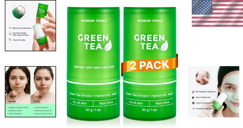 Mascarilla de té verde para limpieza de poros - Cuidado facial exfoliante e hidratante Foto 2 de 4