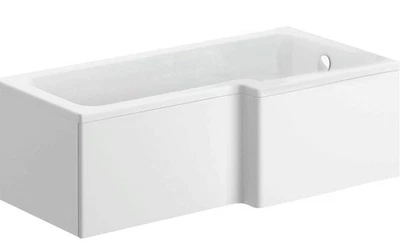 AFFINE 1700mm RH L Shaped White Acrylic Square Bath Shower Modern - Bath Only (no legs)