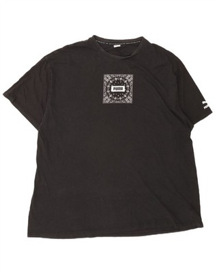 Puma Mens Loose Fit Graphic T-Shirt Top Large Black Cotton FA20