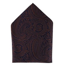 Mens Sobee Paisley Silk Pocket Square, Brown
