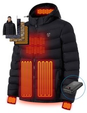 iHood Men's Heated Jacket With 12V Battery Pack-Insulated Lightweight Hooded