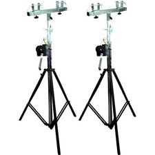 2 MR DJ Pro Lighting 12 Foot Crank Light Stand  2 Square Truss T-Bar Adapter