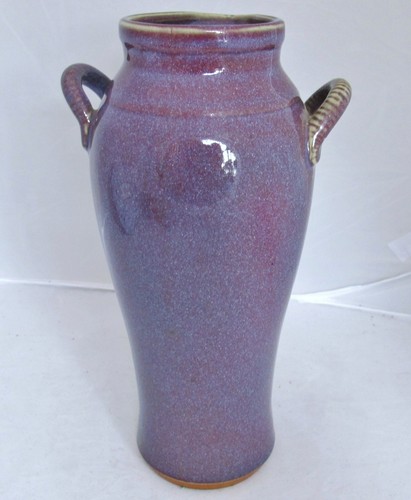 Jarrón japonés de 9,4" con esmalte por goteo de llama lavanda Sang De Boeuf / flor de melocotón - Imagen 3 de 12
