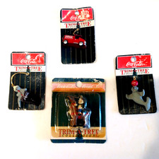 NOS Vintage Coca-Cola Trim A Tree Christmas Ornaments Lot of 4