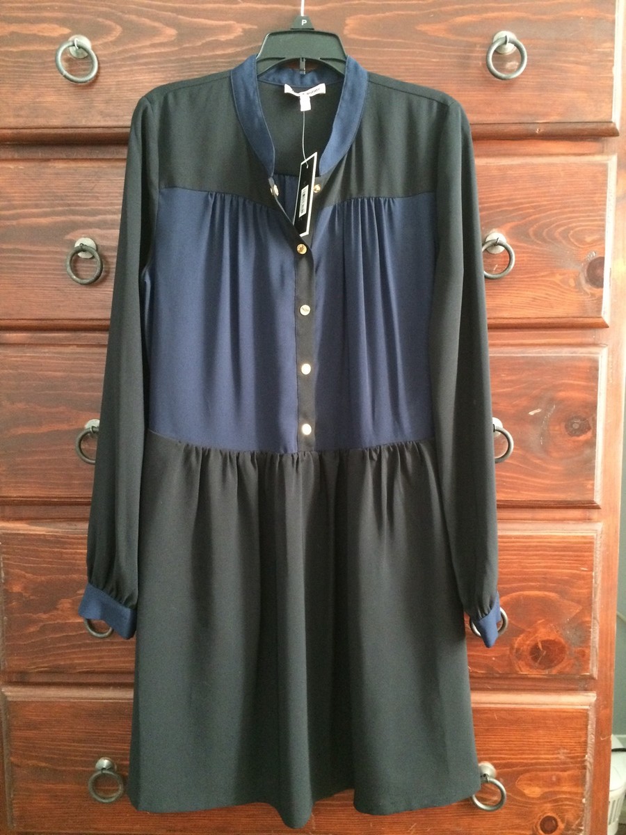 $218 NWT JUICY COUTURE Colorblock Black Blue Shirtdress Nordstrom Saks XS