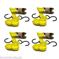 Qty 4 US SELLER ~ Ratchet Tie Down Cargo Strap 1" inch x 13' Ft with S Hook ~New