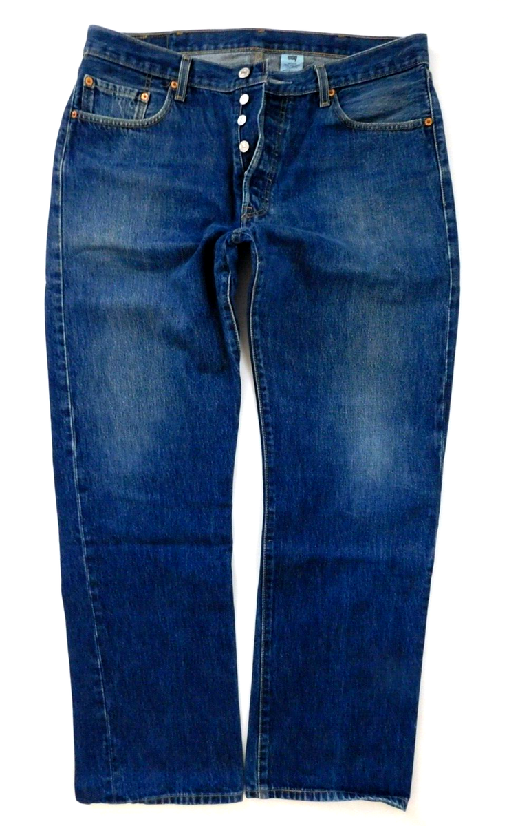 LEVIS 501 MENS W38 L34 STRAIGHT LEG VINTAGE STYLE DARK DENIM BLUE