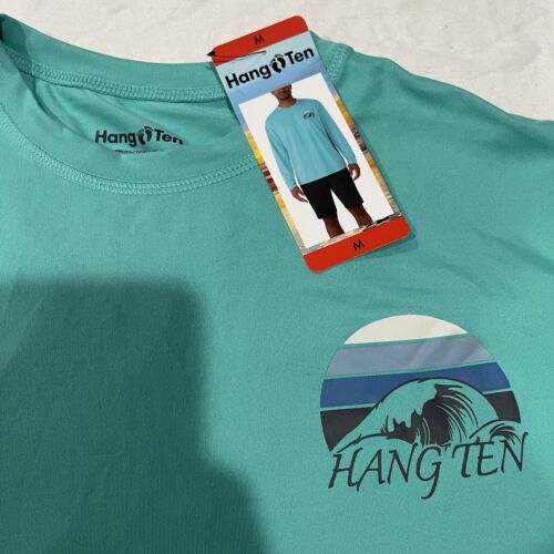 Hang Ten Herren Sonnen-T-Shirt grün langärmelig UPF 50+ schnell trocknend etikettlos Rundhalsausschnitt Gr. M - Bild 2 von 5