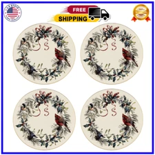 Lenox Winter Greetings Salad Plates Set of 4 4 Count Red & Green