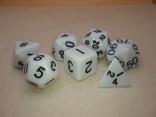 Opaque White 16mm 7 Die Polyhedral Dice Set - RPG Tool Tabletop Roleplay Games