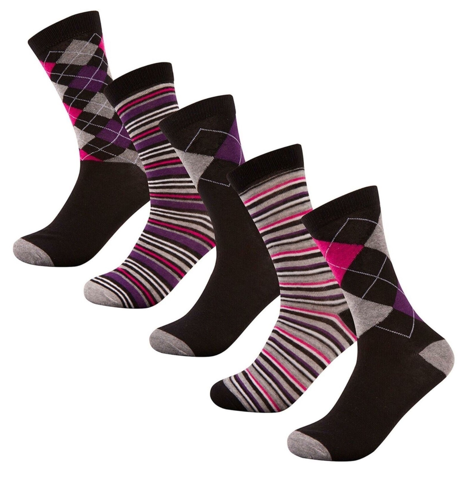 Ex M & S Womens Ladies Socks 5 Pairs Soft Cotton Rich Casual Ankle Sock